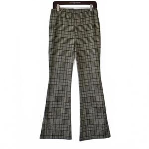 Abercrombie And Fitch Womens Brown Plaid Pull On Flare Leg Pants Medium